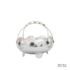 Silver Basket with Flower Motif