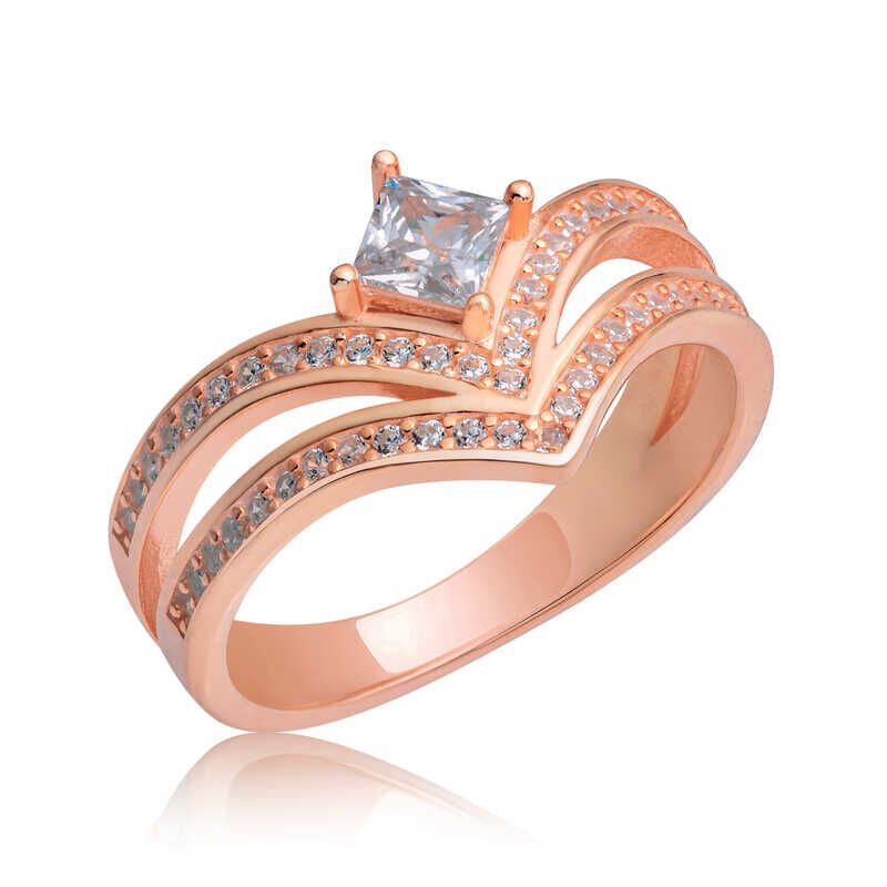 Silver Rose Single Stone Women's Ring