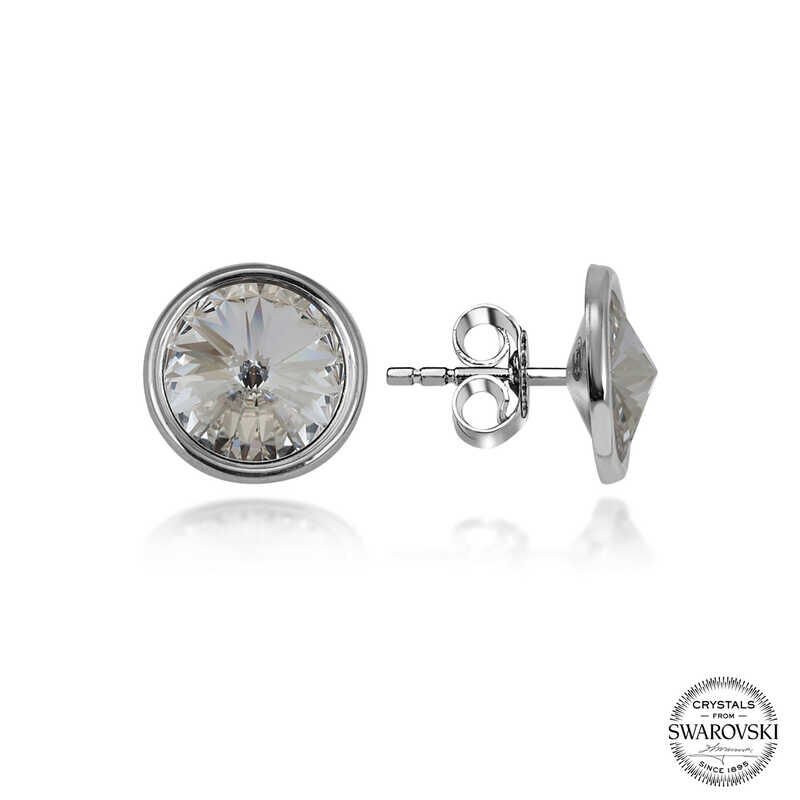 Swarovski Crystal Stone Silver Studded Women's Earrings
