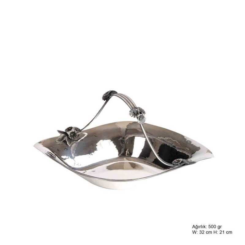 Silver Basket with Orchid Motif