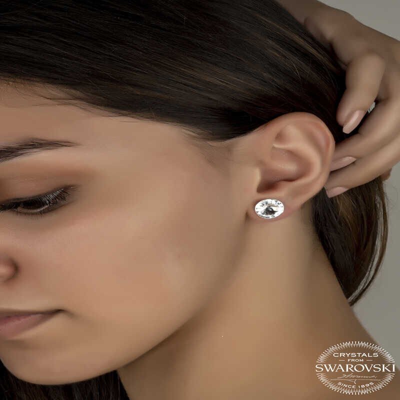 Swarovski Crystal Stone Silver Studded Women's Earrings