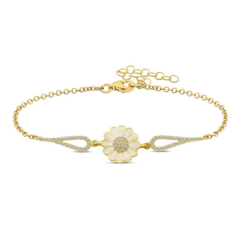 Silver Gold Daisy Bracelet