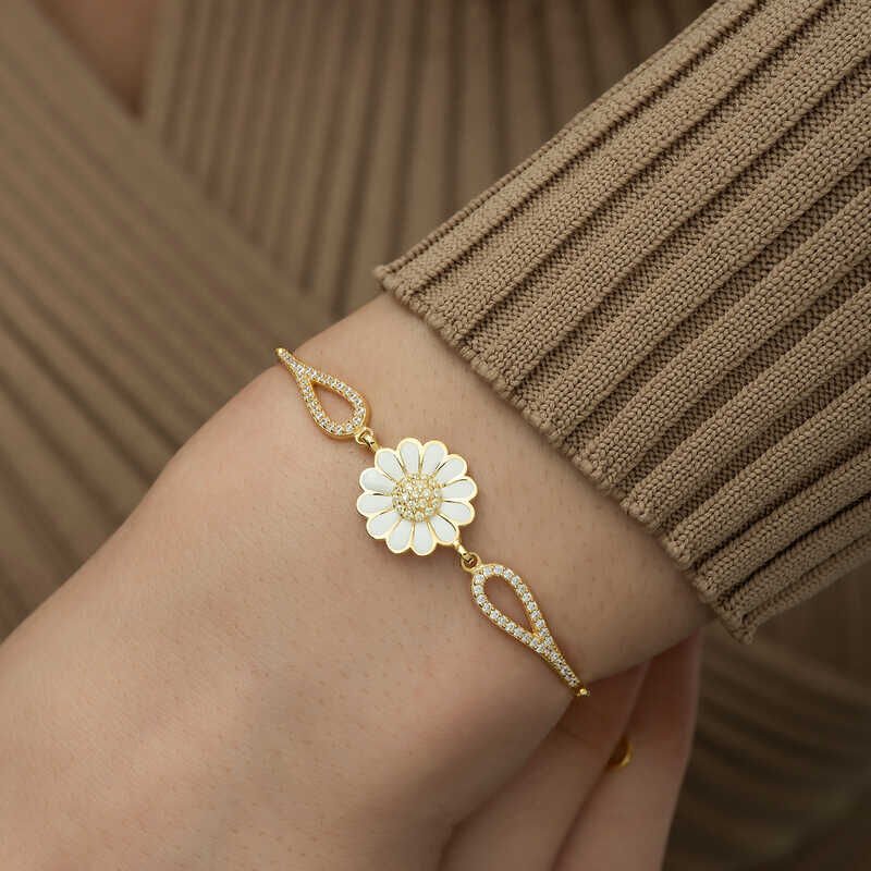 Silver Gold Daisy Bracelet