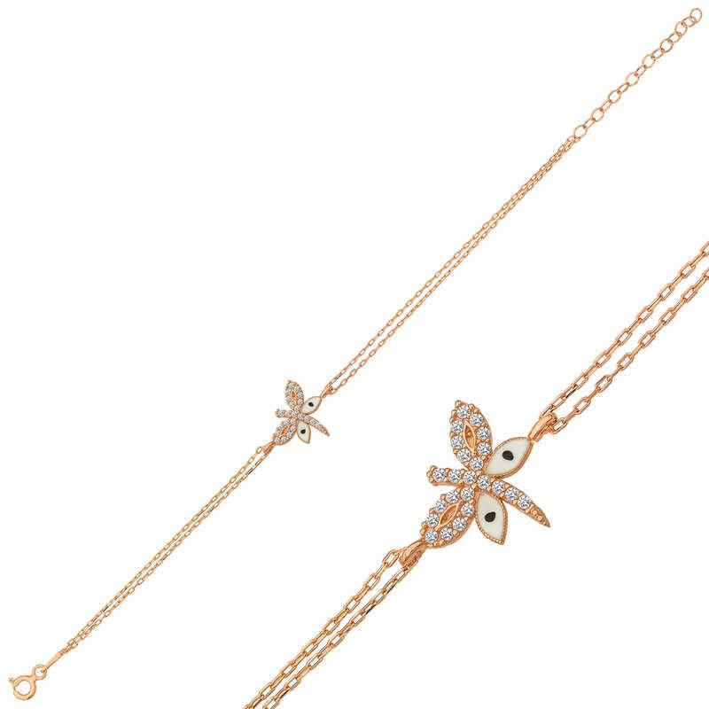 Silver Rose Dragonfly Women's Bracelet