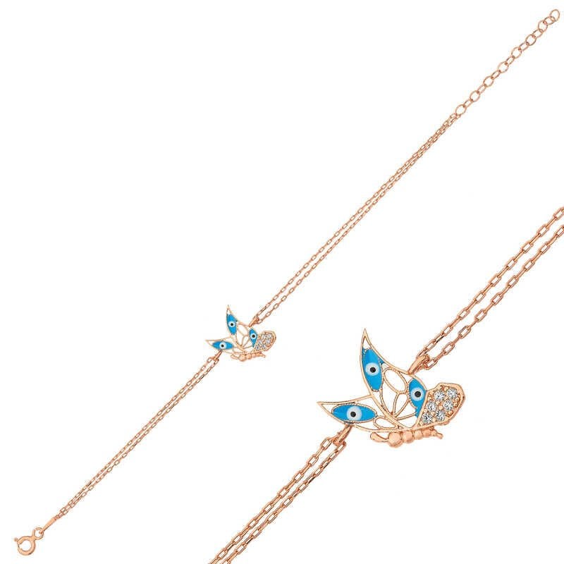 Silver Rose Butterfly Women's Bracelet