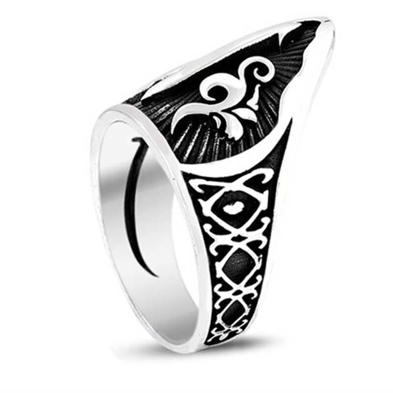 Silver Elif Motif Thumb Ring for Men