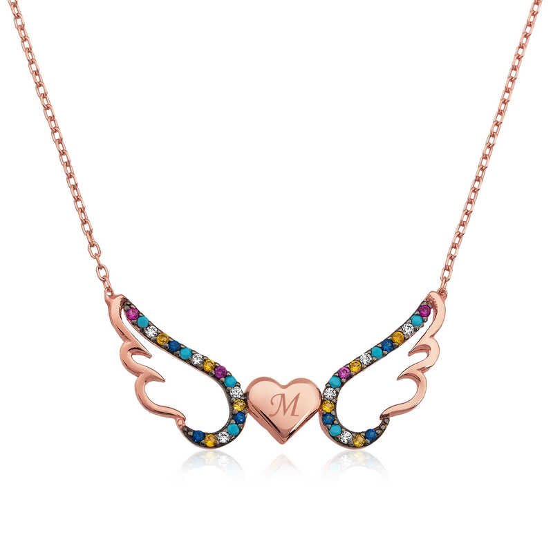 Collar de corazón alado de plata