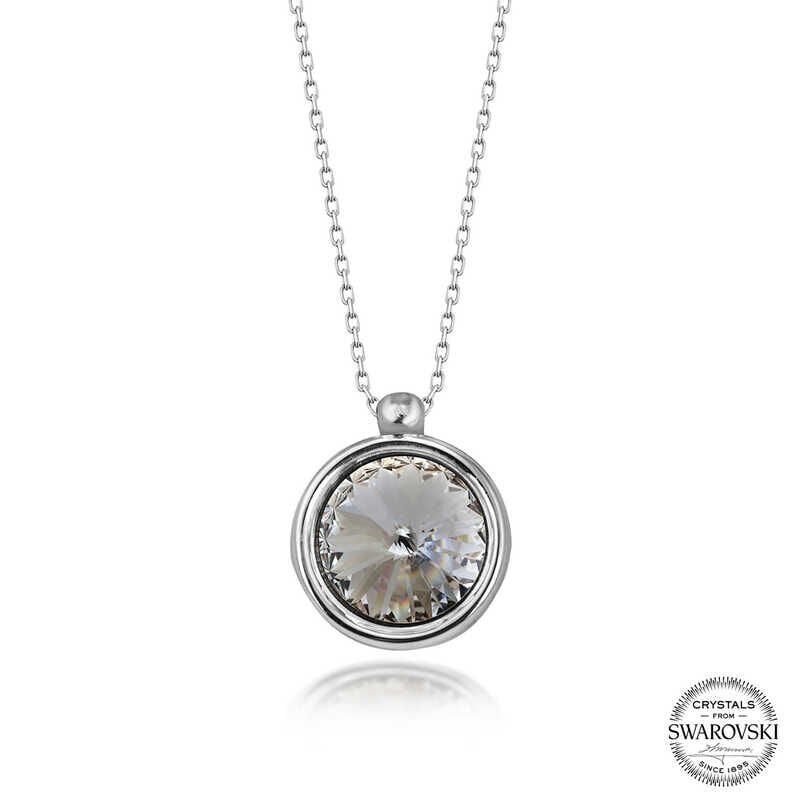 Collar de plata para mujer con marco de piedra de cristal Swarovski