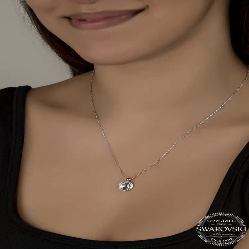 Collar de plata para mujer con marco de piedra de cristal Swarovski