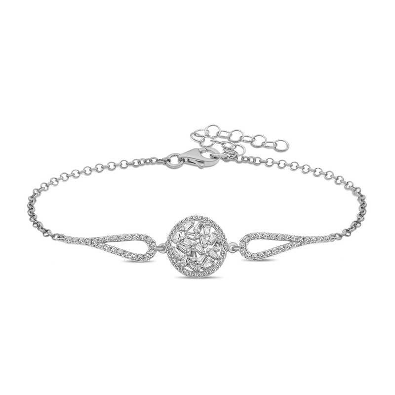 Silver Baguette Stone Bracelet