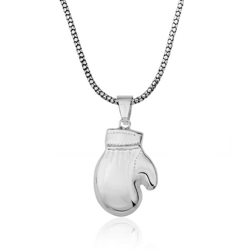 Silver Boxing Glove Men's Necklace