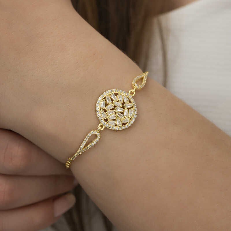 Silver Gold Baguette Stone Bracelet