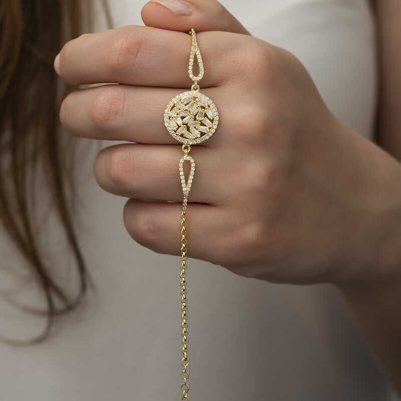 Silver Gold Baguette Stone Bracelet