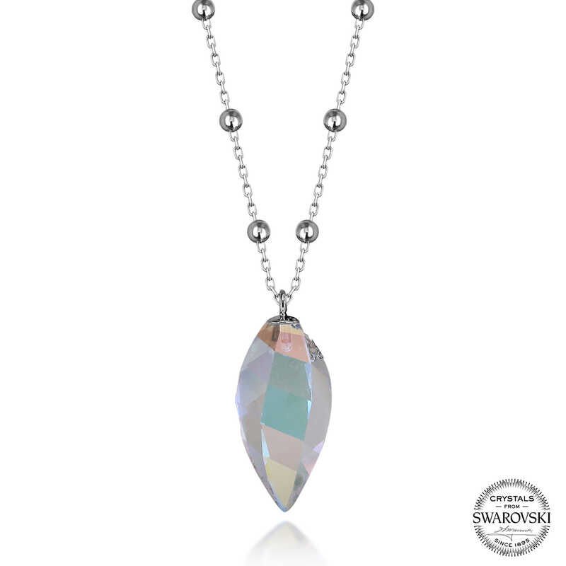 Crystal Taşlı Top Zincir Gümüş Kadın Kolye