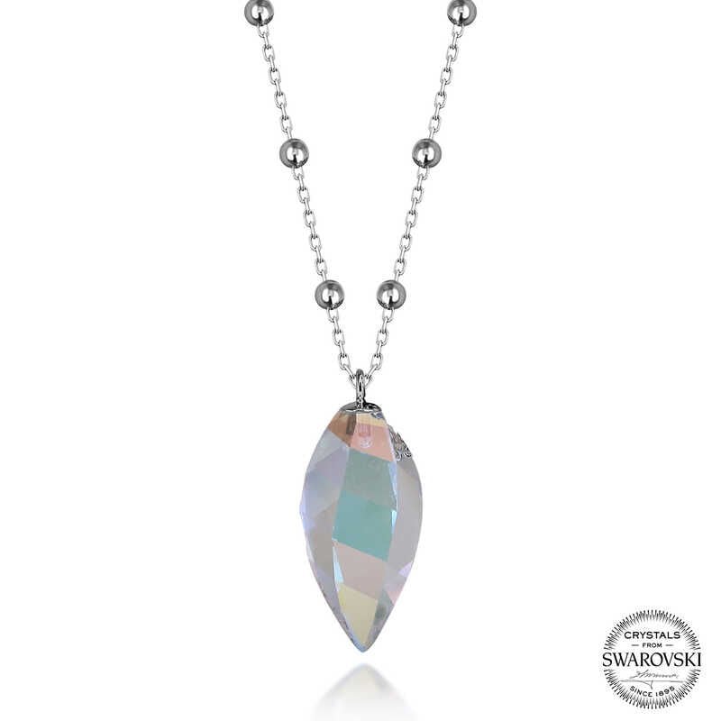 Crystal Taşlı Top Zincir Gümüş Kadın Kolye