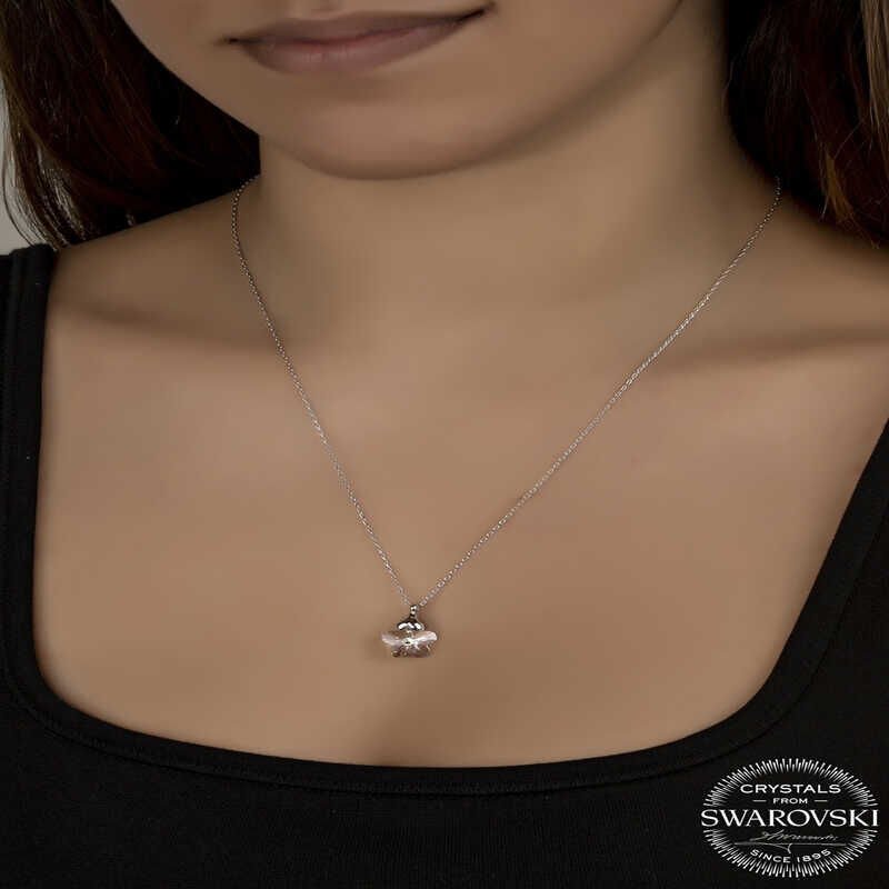 Collar de plata con margaritas y cristales de Swarovski para mujer