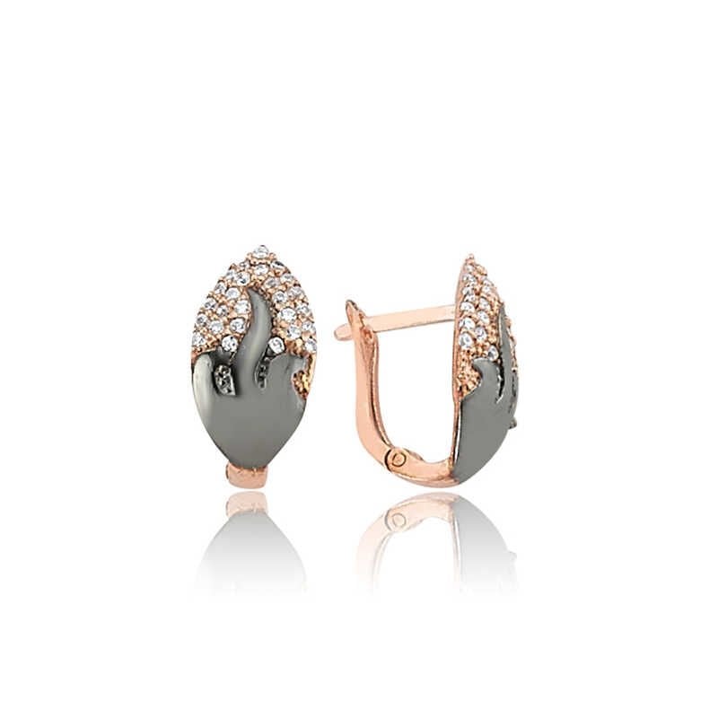 Silver Dry Leaf Patterned Earrings