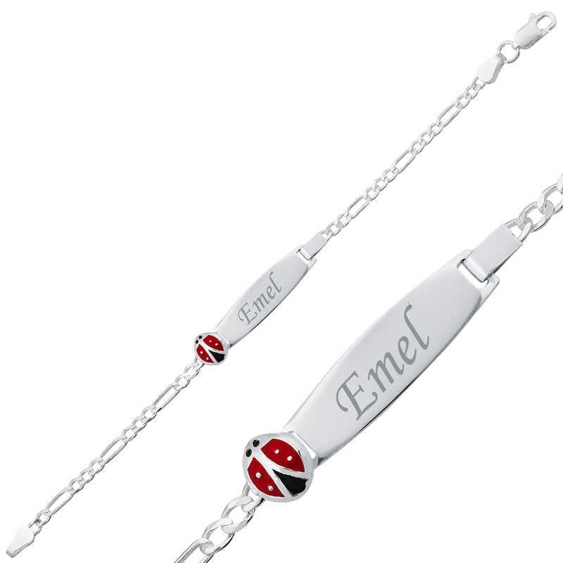 Silver Ladybug Plate Children's Bracelet
