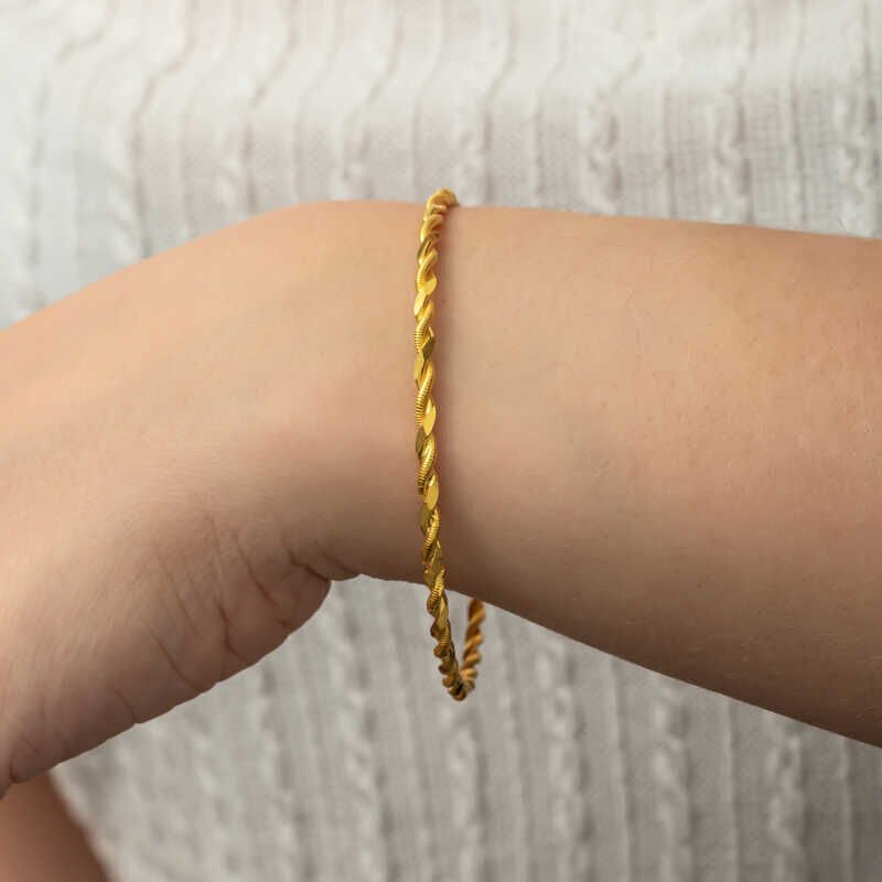 Silver Gold Double Twist Women's Bracelet