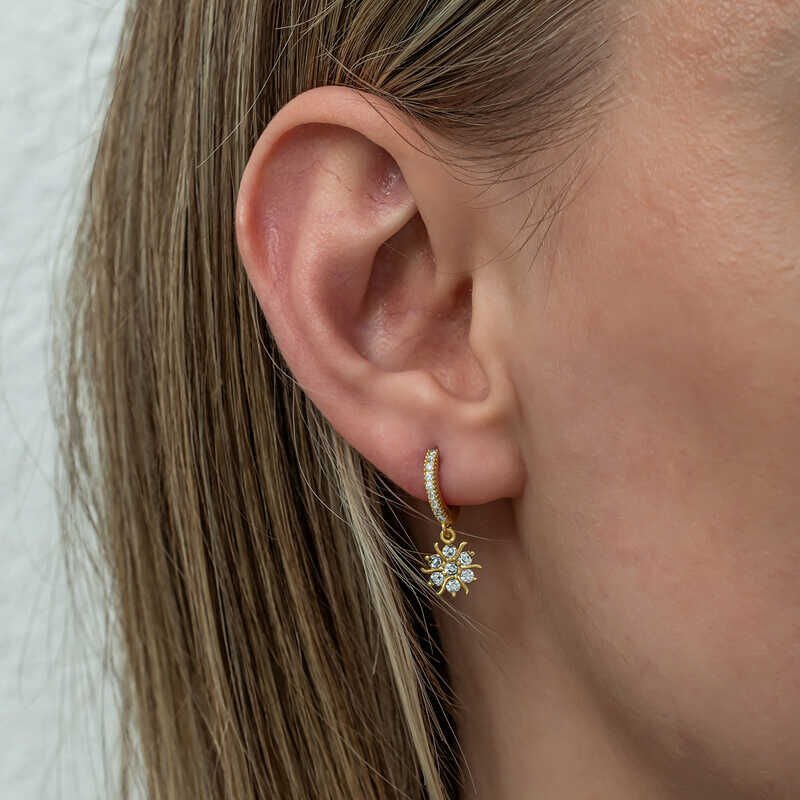 Silver Gold Dangling Sun Women's Earrings