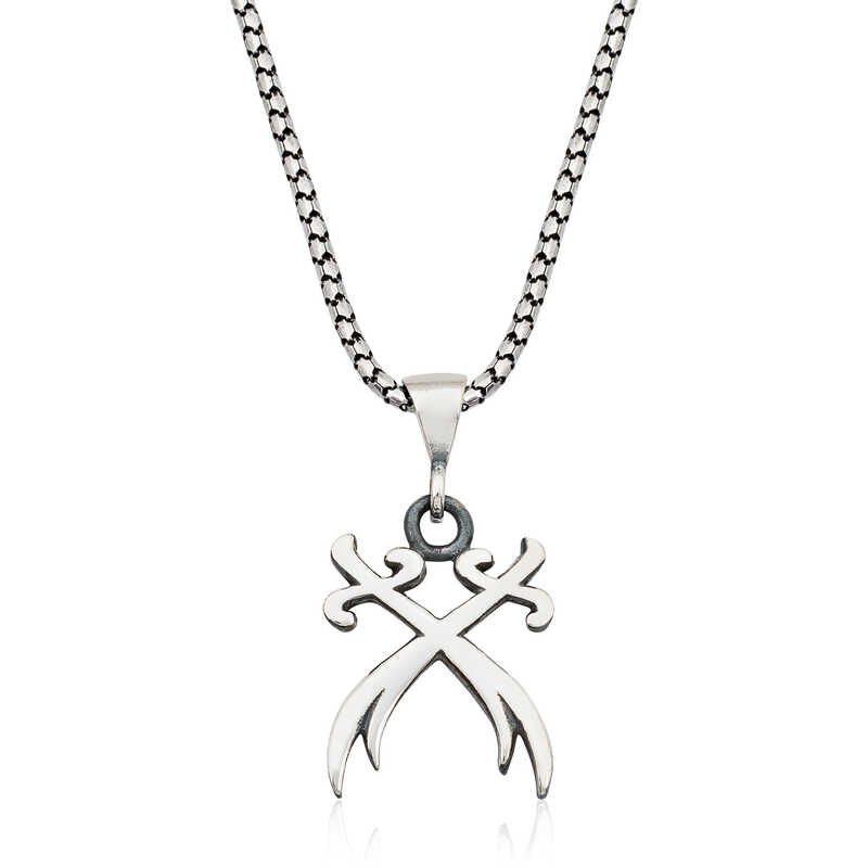 Silver Double Zulfiqar Sword Necklace