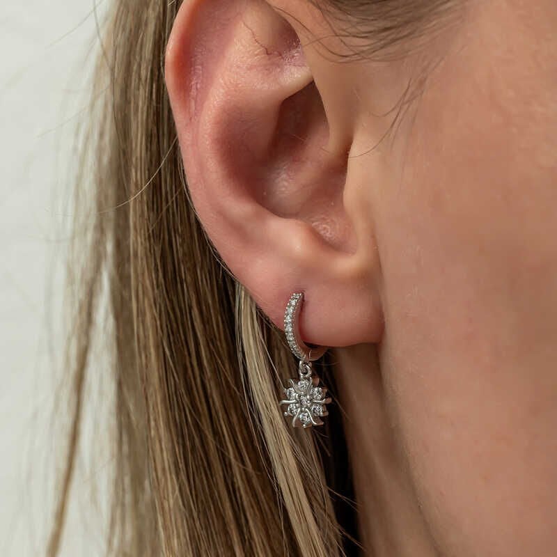 Silver Dangle Sun Women's Earrings