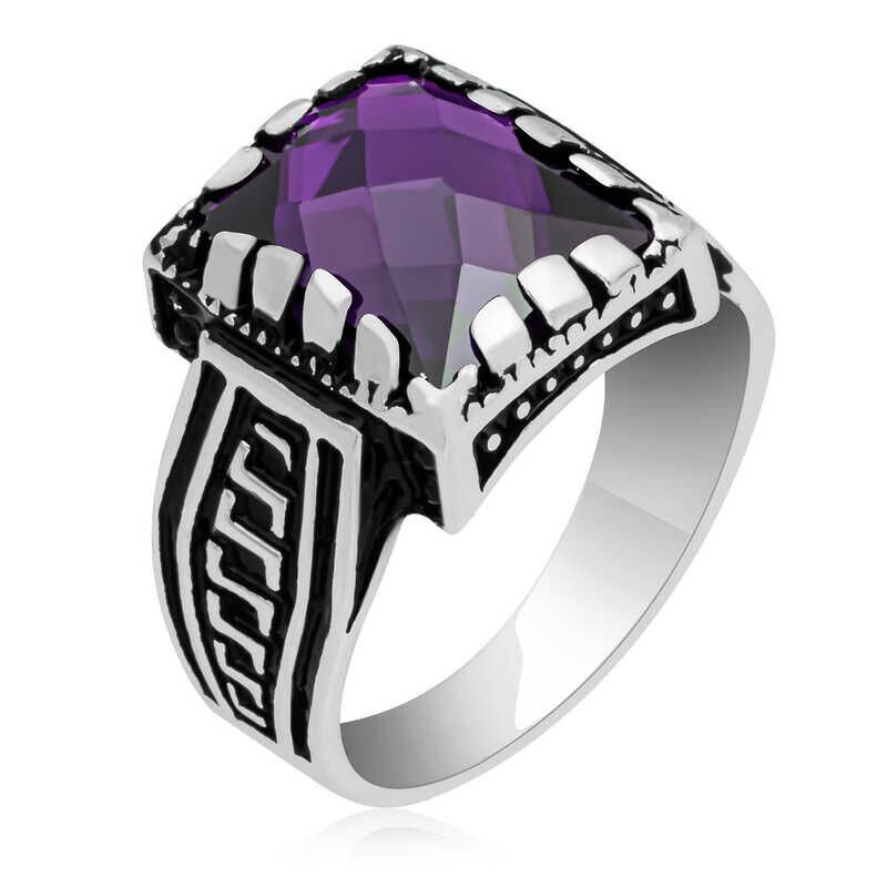 Silver Lilac Zircon Stone Children's Men's Ring