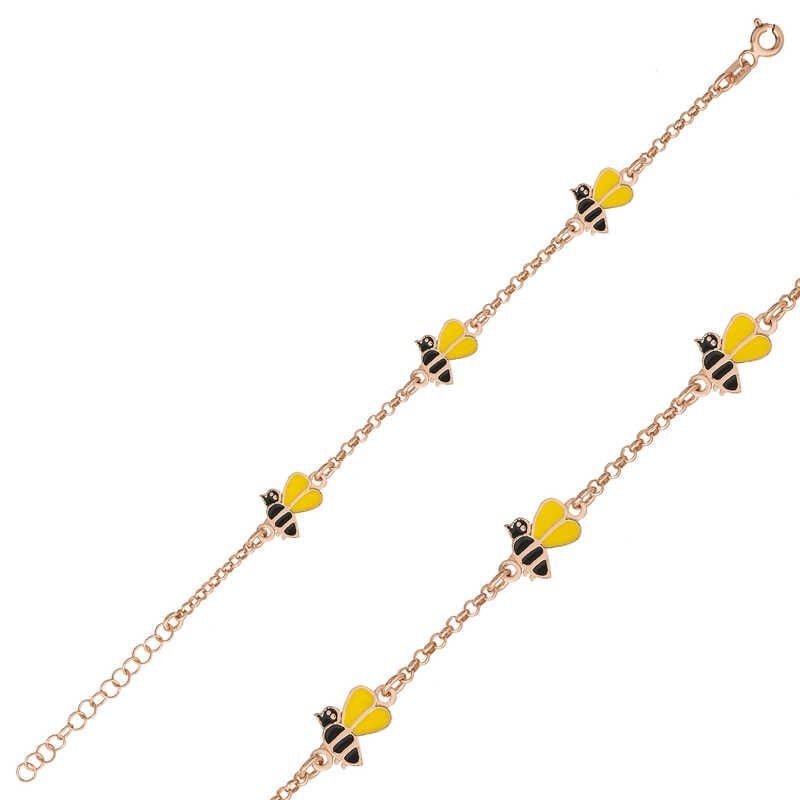 Silver Rose Bee Figured Children's Bracelet