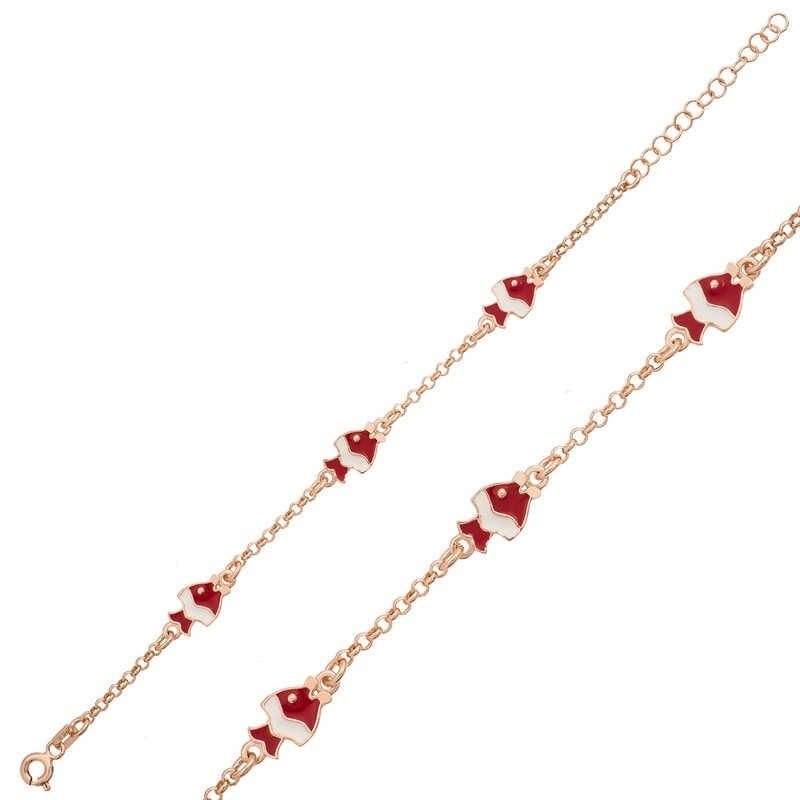 Pulsera infantil con figura de pez rosa de plata