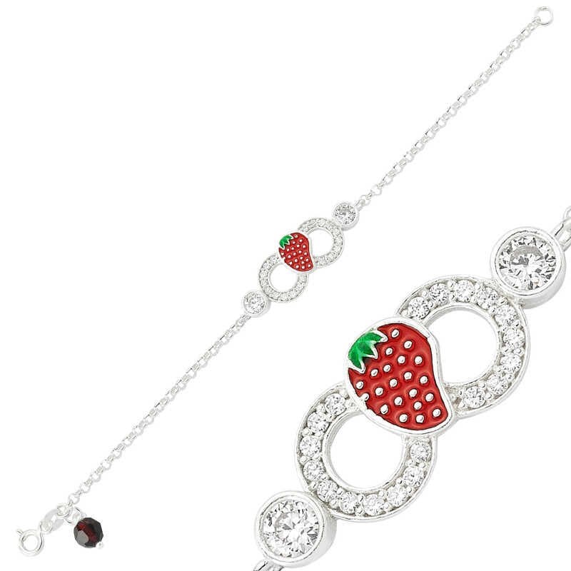 Silver Strawberry Infinity Children's Bracelet