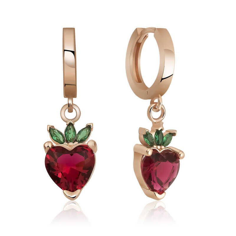 Silver Strawberry Figure Fruit Earrings