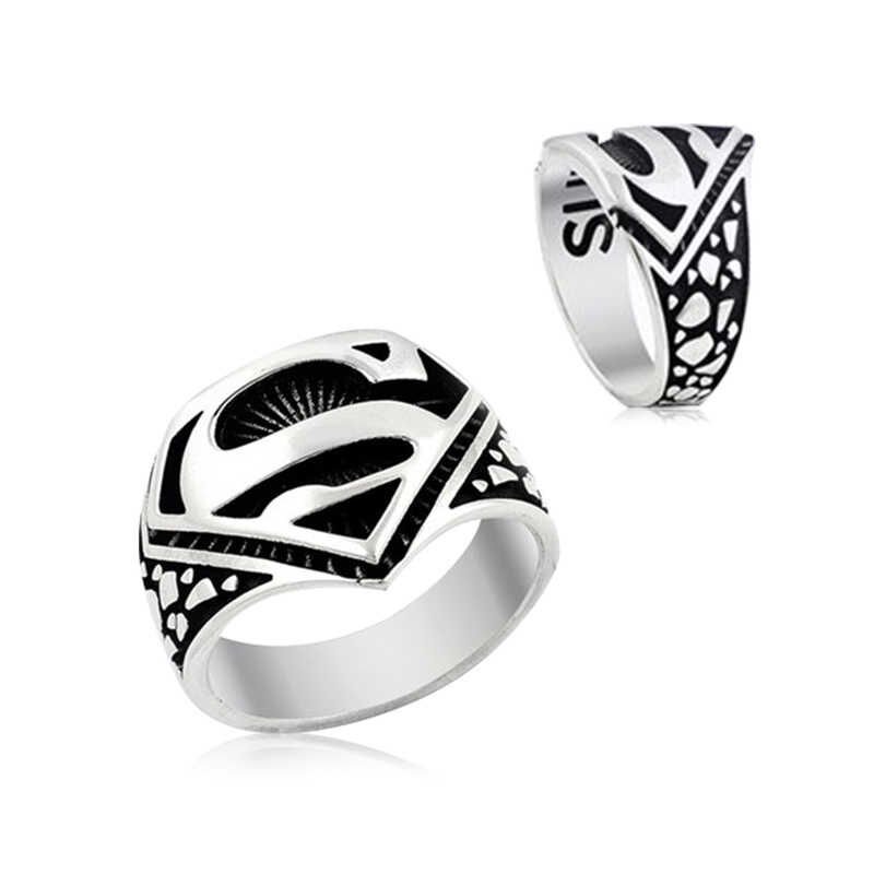 Silver Superman Symbol Ring
