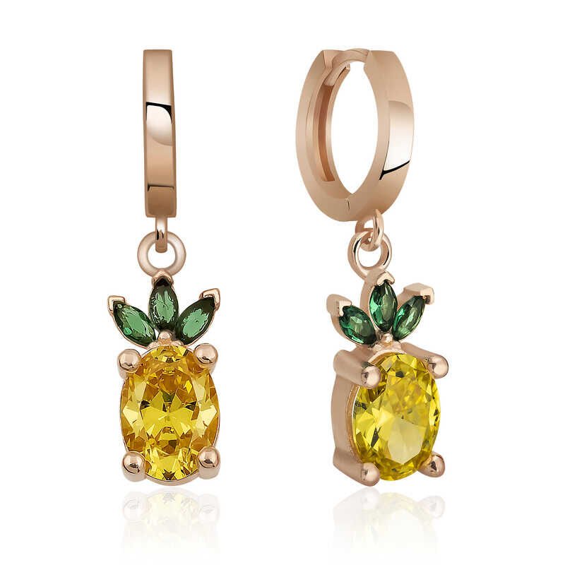 Silver Pineapple Figure Fruit Earrings