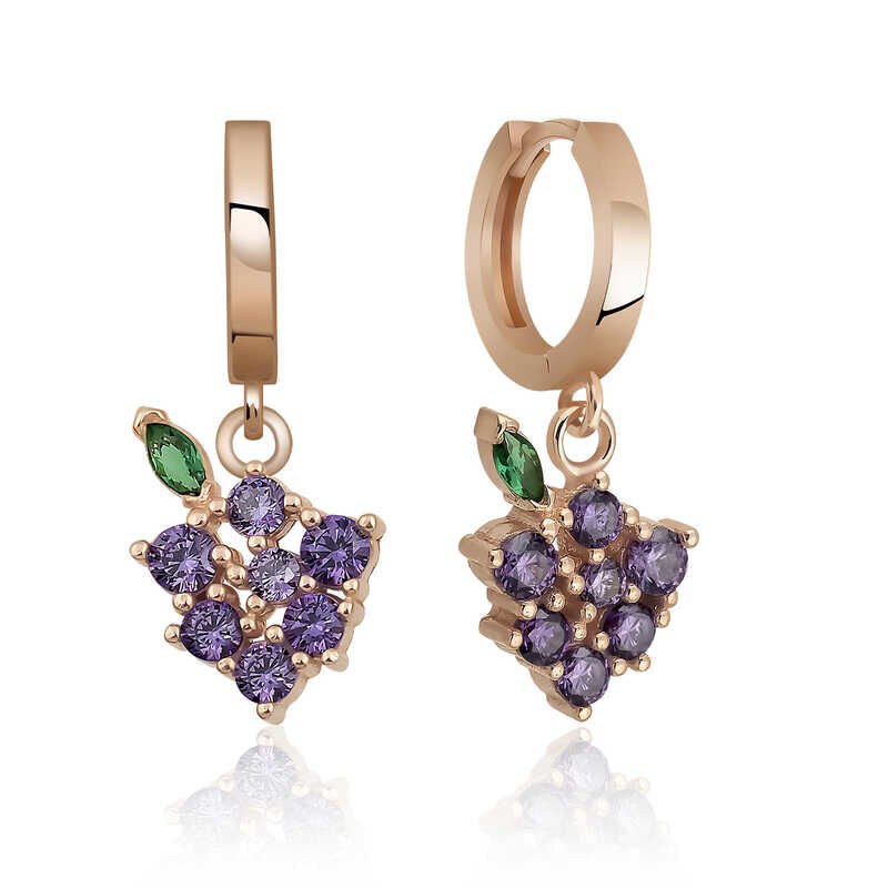 Silver Grape Figured Fruit Earrings
