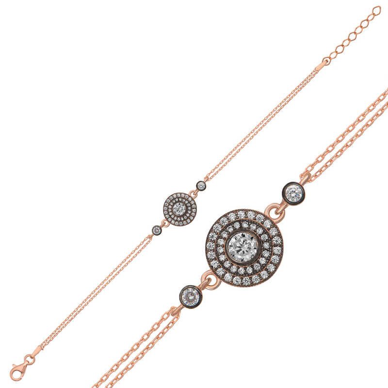 Silver Rose Diamond Mounted Flower Women's Bracelet
