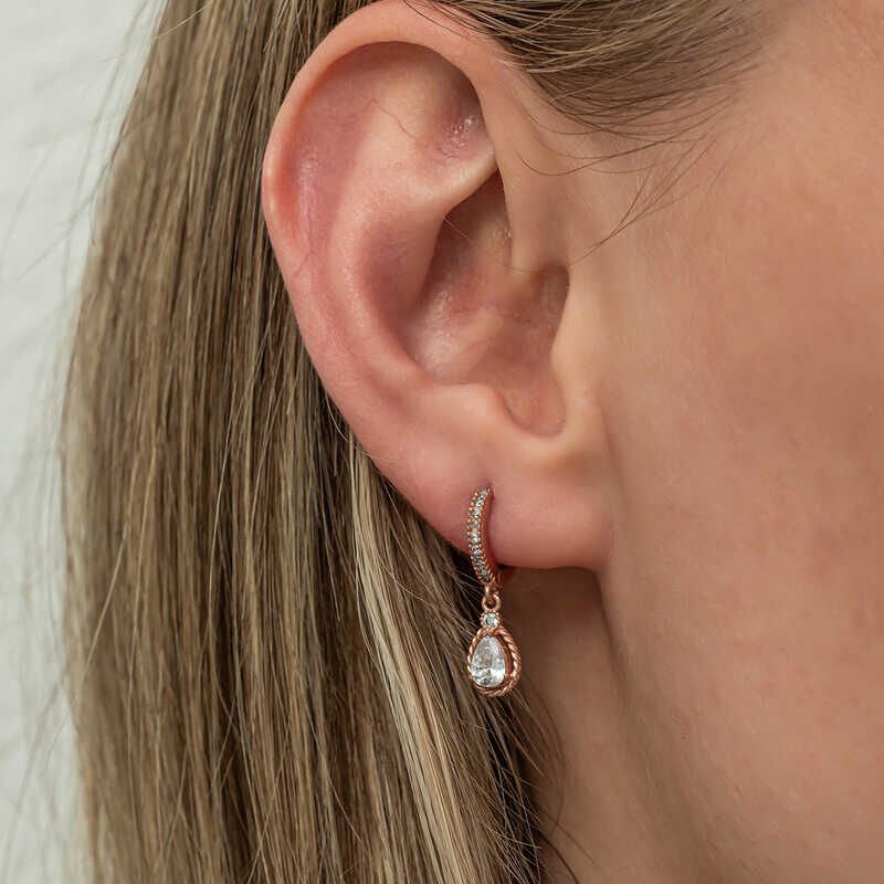 Silver Dangle Rose Drop Women's Earrings