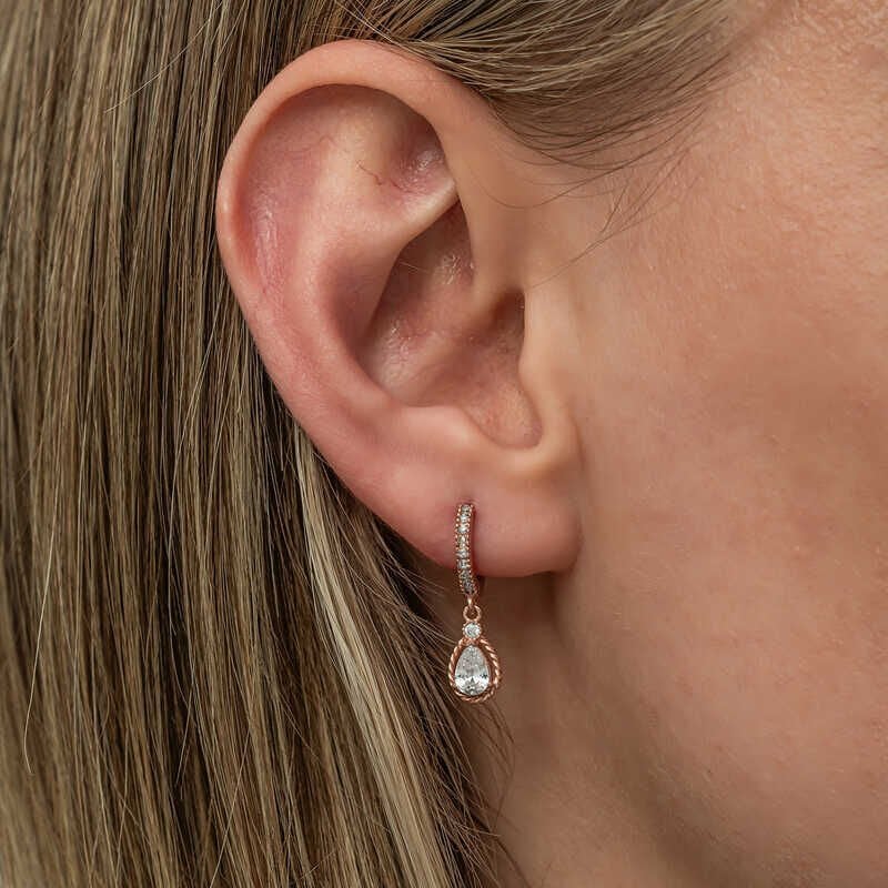 Silver Dangle Rose Drop Women's Earrings