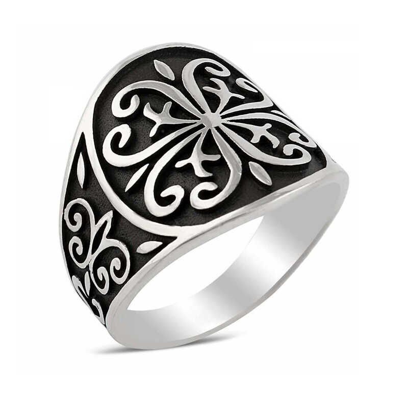 Anillo de plata con motivo turco para hombre