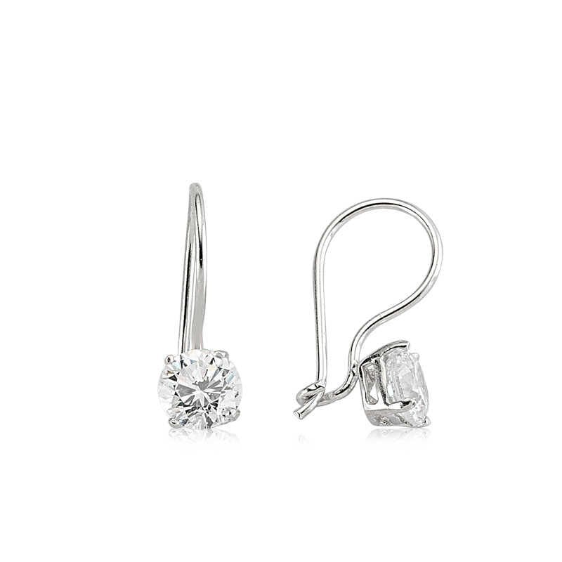 Silver Single Stone Dangle Earring