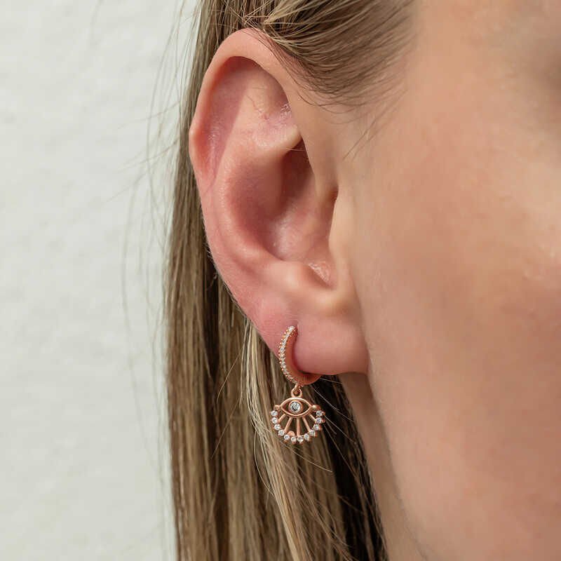 Silver Dangle Rose Eye Women's Earrings