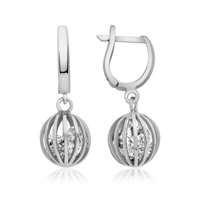 Silver Stone Sphere Earring