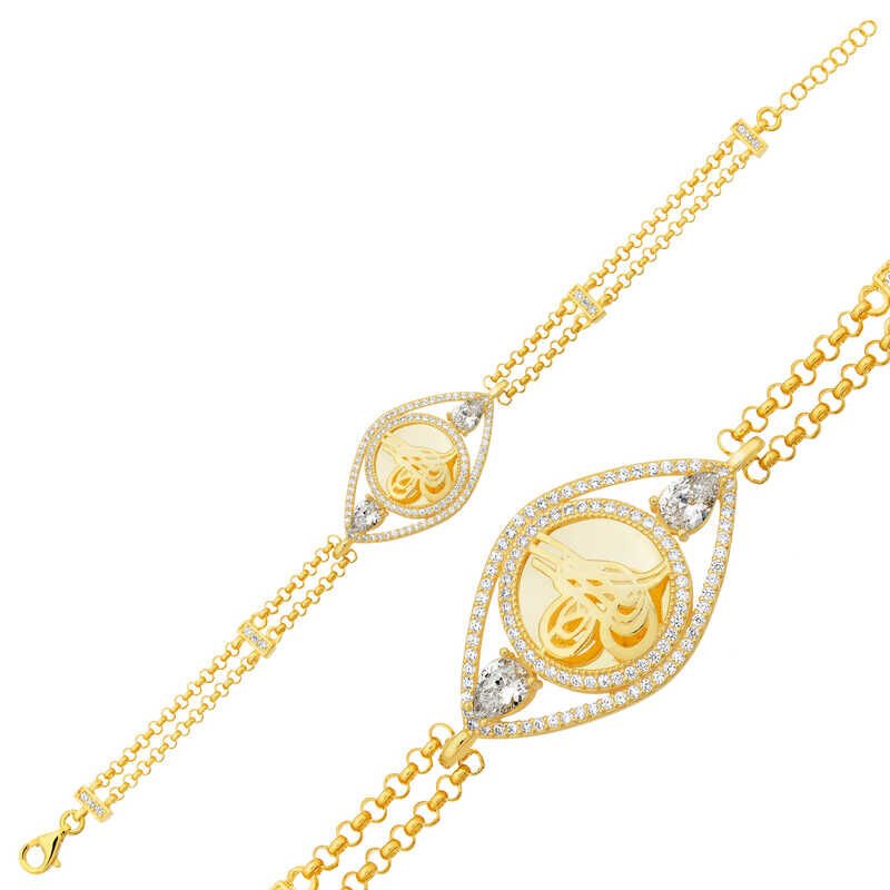 Silver Gold Plated Tughra Women's Bracelet