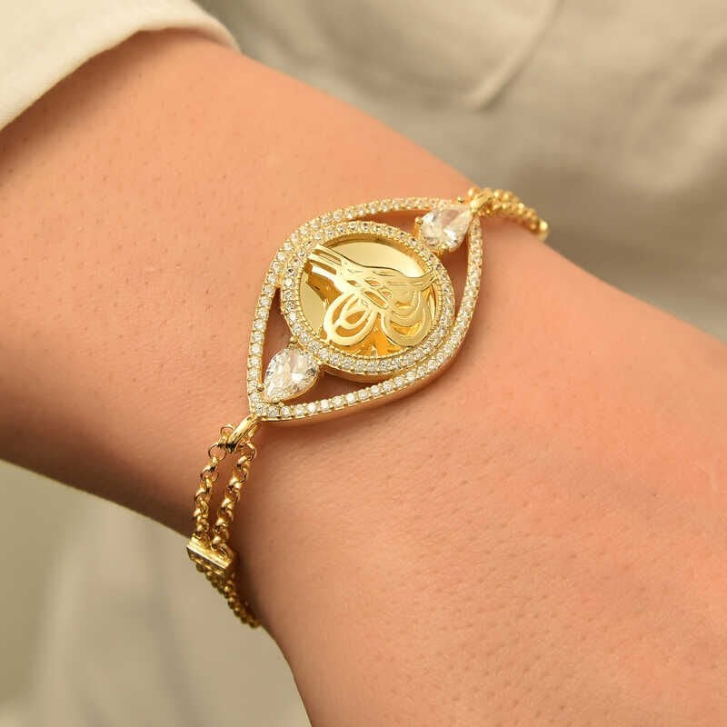 Silver Gold Plated Tughra Women's Bracelet