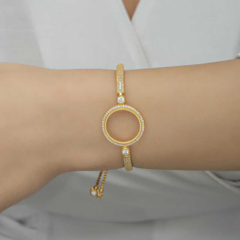 Gold Plated Women's Bracelet with Silver Quarter Attachment