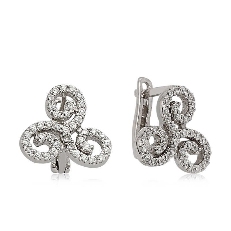 Silver White Stone Earrings