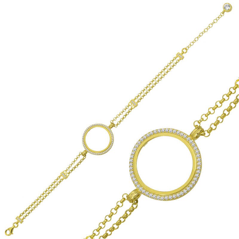 Gold Plated Women's Bracelet with Silver Quarter Attachment
