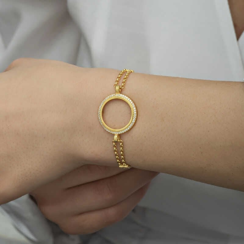 Gold Plated Women's Bracelet with Silver Quarter Attachment