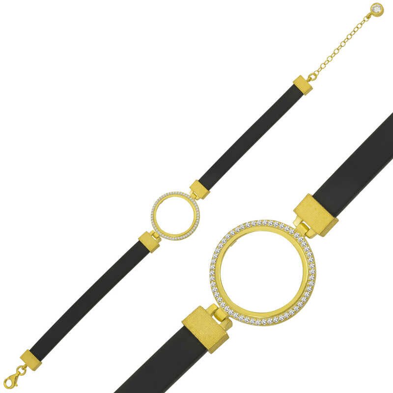 Gold Plated Women's Bracelet with Silver Quarter Attachment