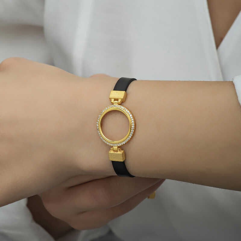Gold Plated Women's Bracelet with Silver Quarter Attachment
