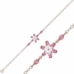 Silver Rose Pink Lotus Flower Bracelet
